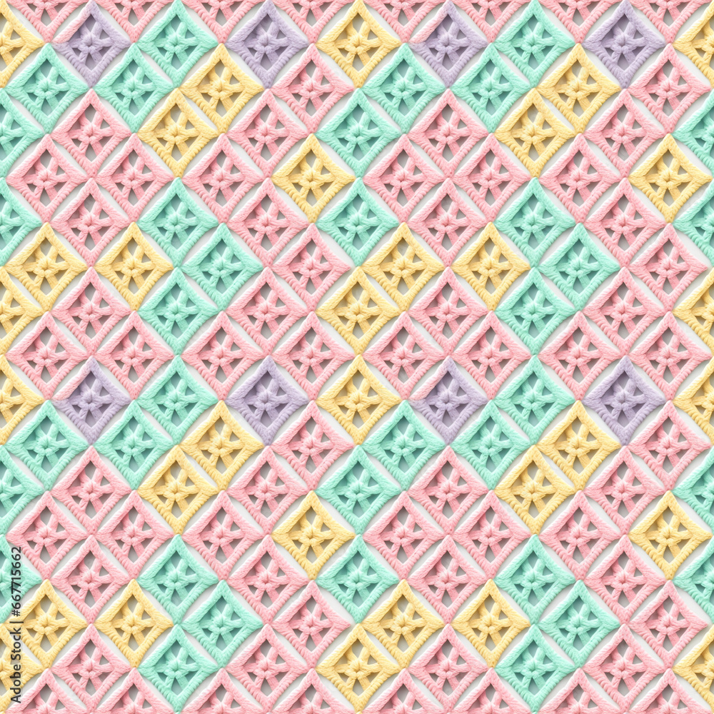 macaron crochet seamless pattern in pastel color