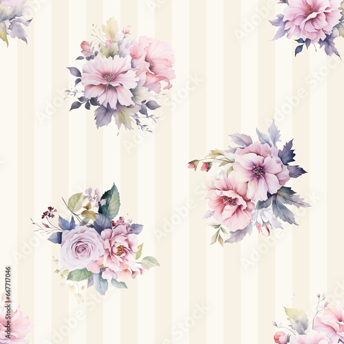シームレスな水彩花柄のパターン