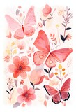 A Vibrant Symphony of Pink Butterflies and Floral Delights