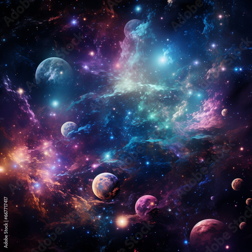 Generative AI,Colorful nebula in space. Elements of this image furnished by NASA © 은호 이