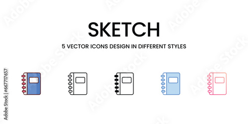 Sketch icons set, colorline, glyph, outline, gradinet line, icon vector stock illustration isolate white background.