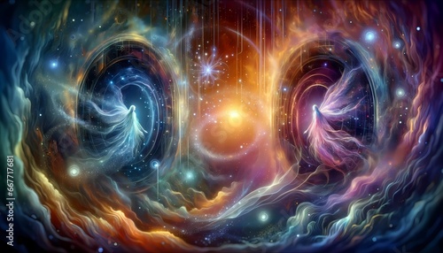 Enigmatic Portals Revealing Shimmering Realms of Fantasy