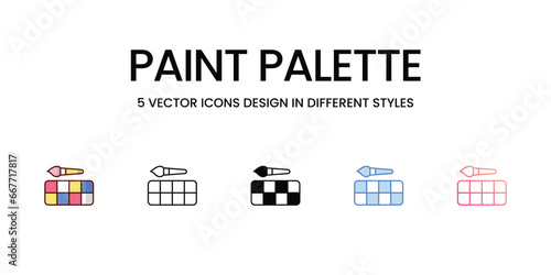 Paint palette icons set, colorline, glyph, outline, gradinet line, icon vector stock illustration isolate white background.