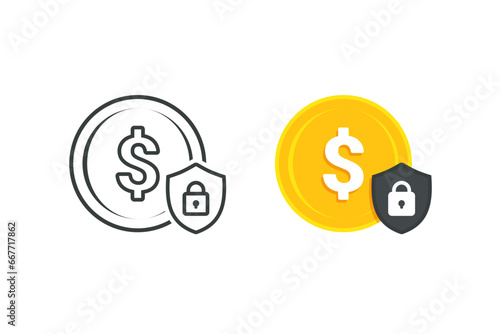 Money coin with lock shield. Illustration vector