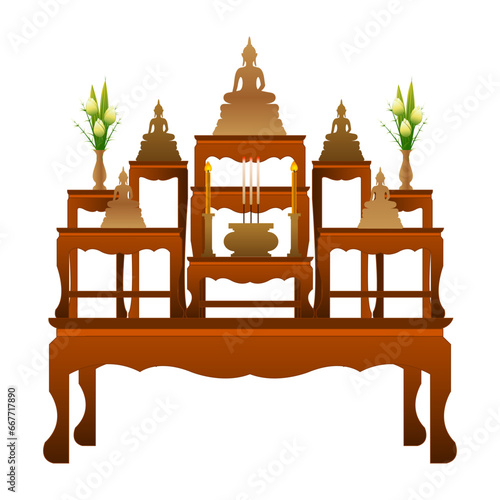 set of altar table with vector illustration on white background design