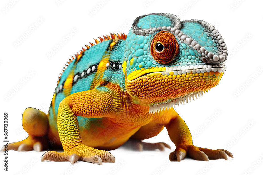 colorful chameleon isolated on a transparent background.close-up chameleon . colorful chameleon isolated on a transparent background.close-up chameleon .