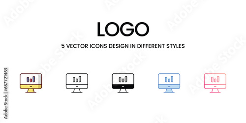 Logo icons set, colorline, glyph, outline, gradinet line, icon vector stock illustration isolate white background.
