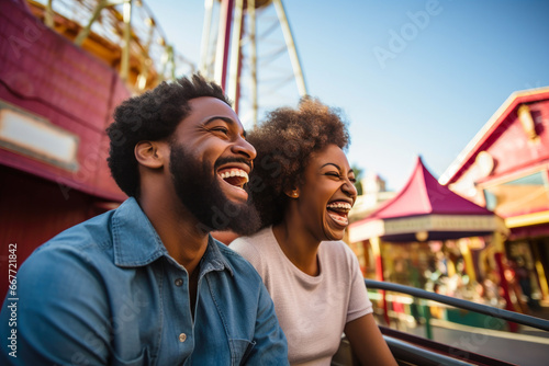 Roller Coaster Romance: Couple's Playful Day