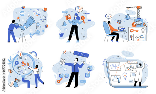 Startup idea. Vector illustration. It involves refining concept, shaping it with precision, and adding necessary elements for success Like artist, entrepreneurs use their creativity and design
