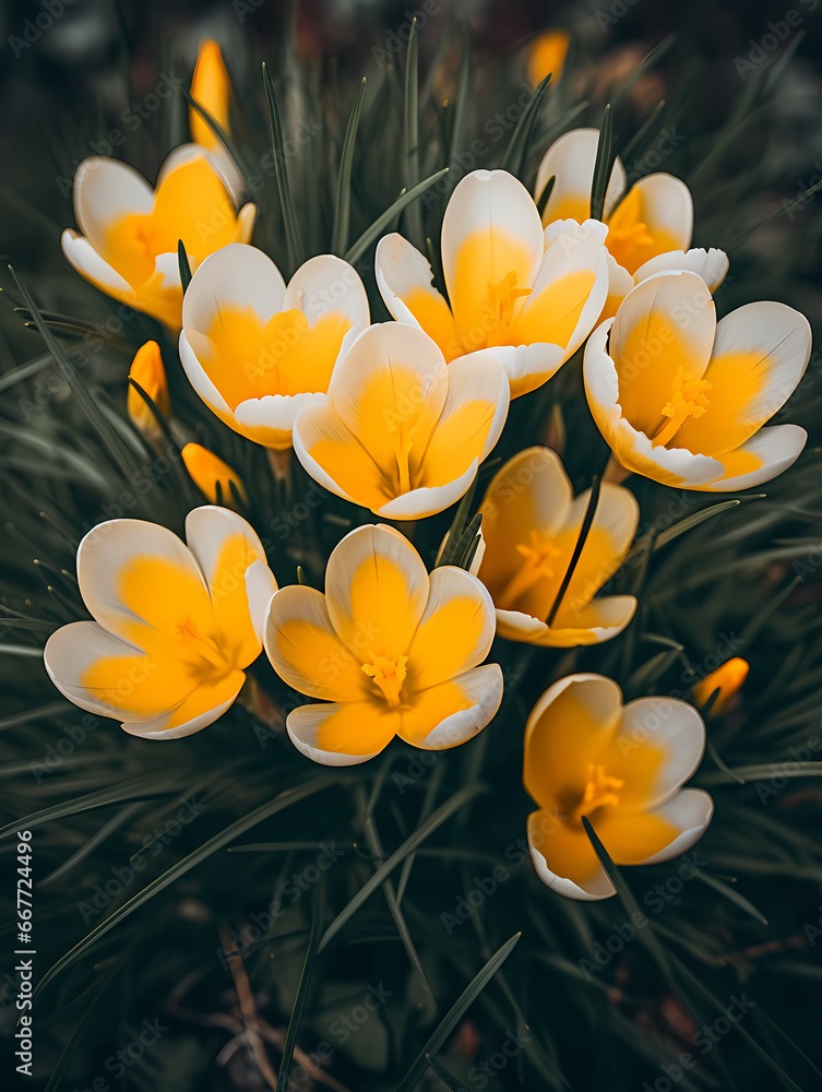 Naklejka premium Yellow crocus background wallpaper poster PPT