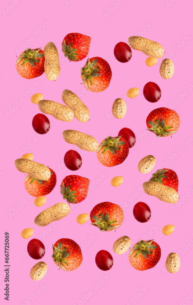 Falling fruit and nuts still life