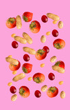 Falling fruit and nuts still life