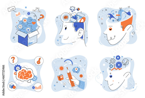 Critical thinking. Vector illustration. The critical thinking concept encourages us to question assumptions and seek deeper understanding Cognition is elevated through critical thinking enabling