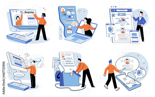 Registration online. Vector illustration. Entering accurate and verified information is crucial for successful online registration The registration online concept underscores importance efficient