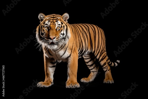 AI generated illustration of a Bengal tiger on a black background
