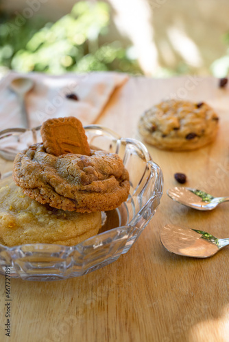 aesthetic traditional american cookie with different flavours with background carefully placed for picture