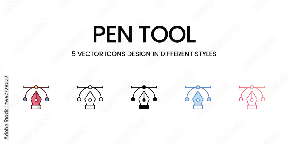 Pen tool icons set, colorline, glyph, outline, gradinet line, icon vector stock illustration isolate white background. Pen tool icons set, colorline, glyph, outline, gradinet line, icon vector stock illustration isolate white background.