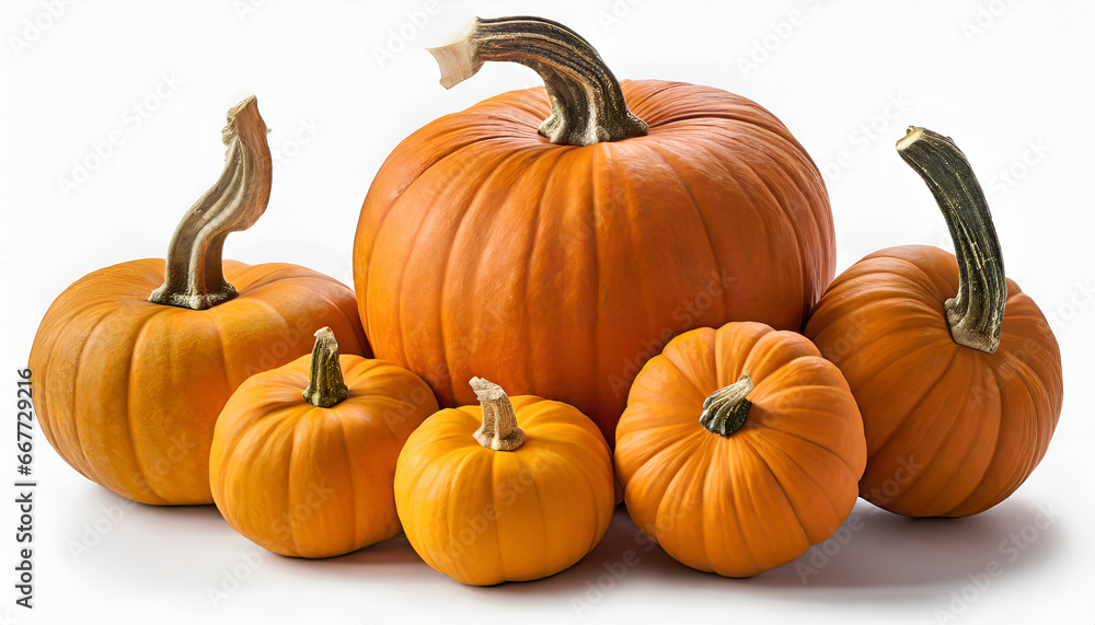 Pile of pumpkins on white background | Ai generated Pile of pumpkins on white background | Ai generated