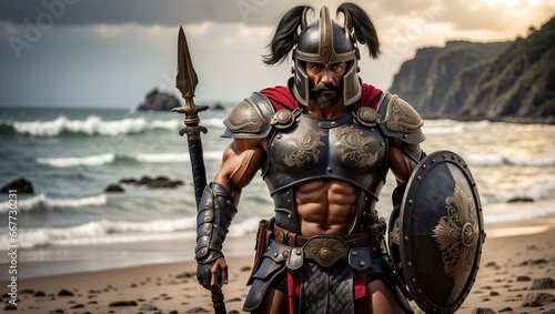 Ares the Greek god of terrible war, bloodbath and massacre photo