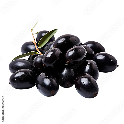 black olives with leaves isolated