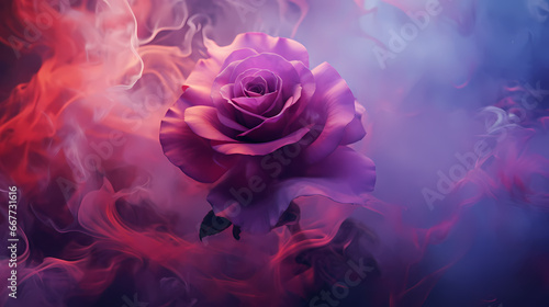 Rose in pink smoke background wallpaper poster PPT