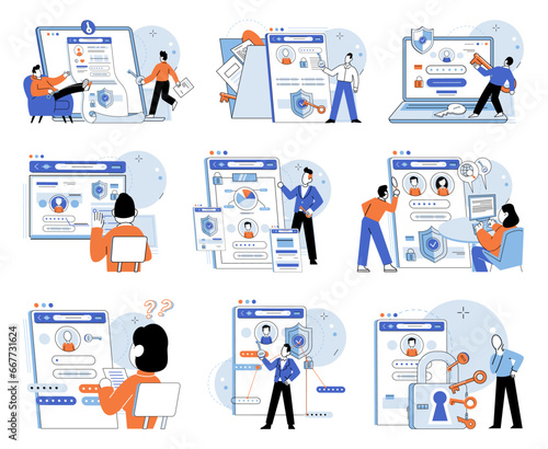 User authorization. Vector illustration. Technology advancements in information technology enhance user security Internet connections should be secure to protect user data during communication