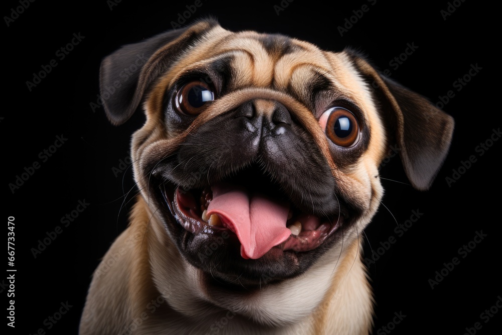 A Playful Pug With a Cheeky Smile and a Wagging Tail