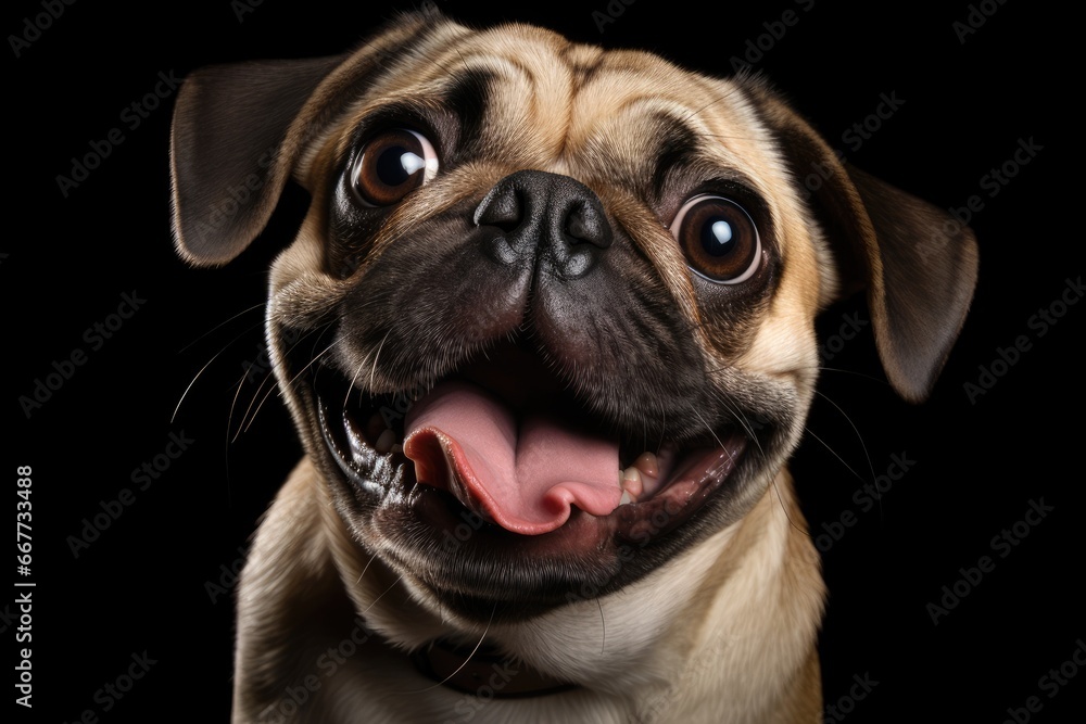 Pug Dog with Adorable Facial Expression and Playful Tongue