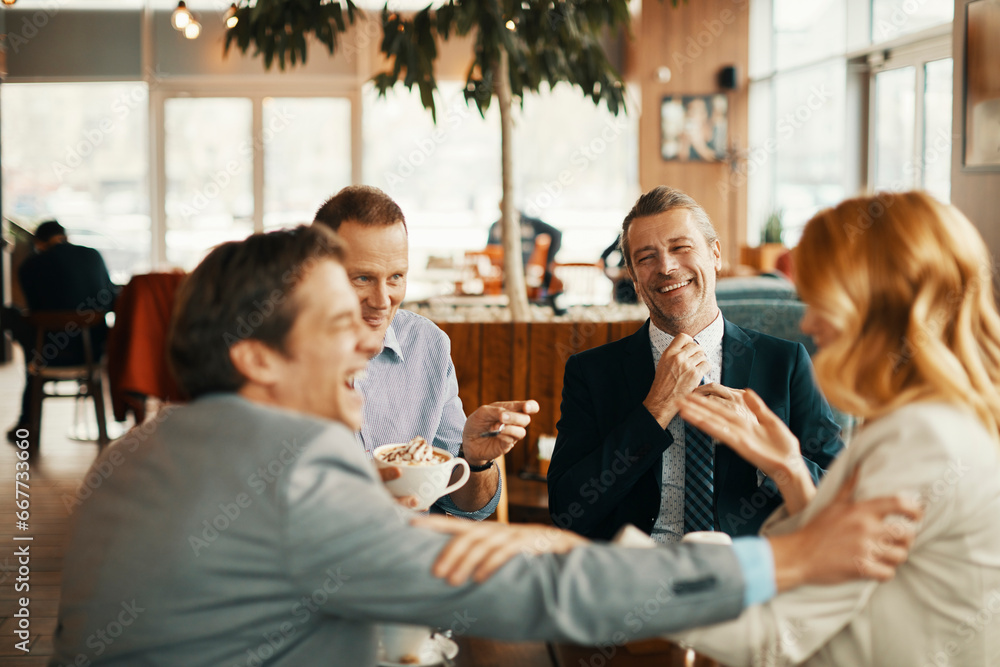 Business people having a meeting in a cafe