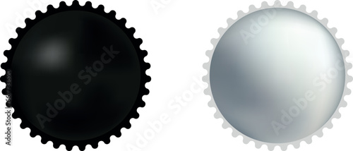 black and white bottle cap on transparent background