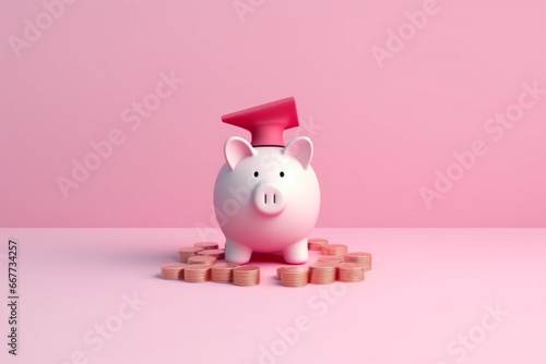 Sweet pink piggy bank on a clean background.