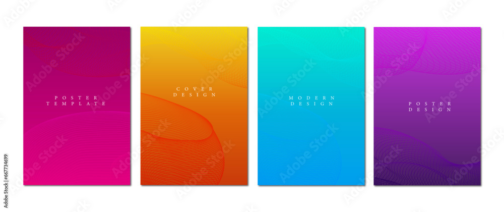 set of trendy gradient style poster design. vector