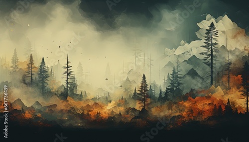 An image of a burning forest full of lots of trees and smoke. The effects of not caring for the environment.