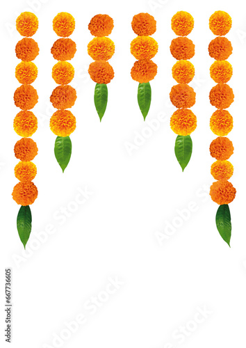marigold garland for indian festival. vector