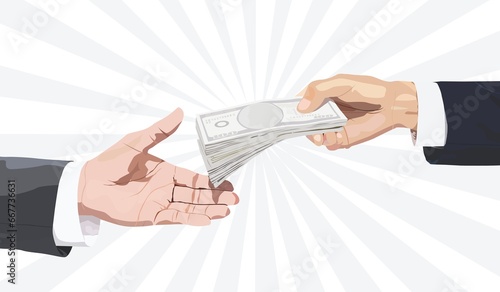 businessman holding money vector illustration