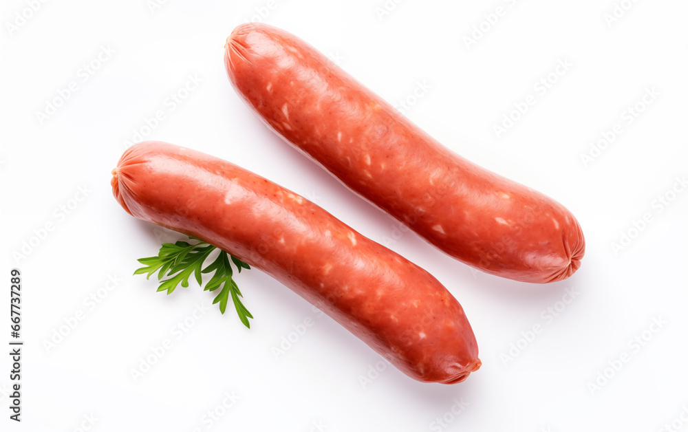 Sausages Isolated on White background generation of AI Sausages Isolated on White background generation of AI