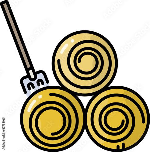 Straw hay with fork icon