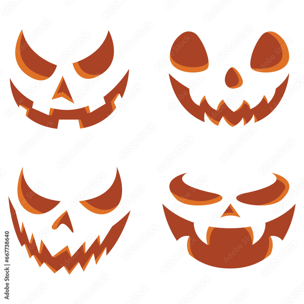 Scary halloween pumpkin faces set Scary halloween pumpkin faces set