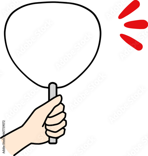 白いうちわを持つ手　コピースペースあり