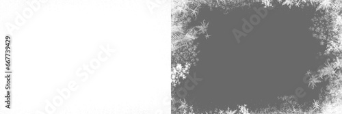  Winter ice snow frozen crystals frostwork frame on transparent background, Snowflake Christmas overlays, snow texture, Holiday photo effect