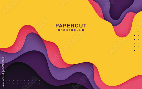 Beautiful papercut background with wavy cutout layers concept