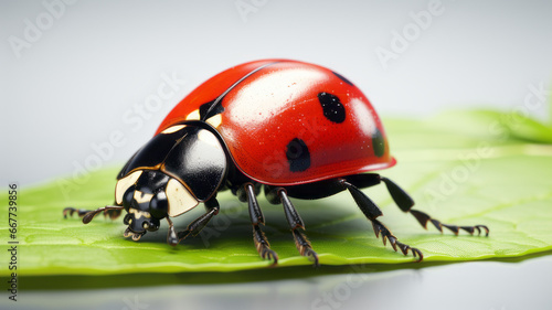 Vivid Red Ladybug in Isolation on White