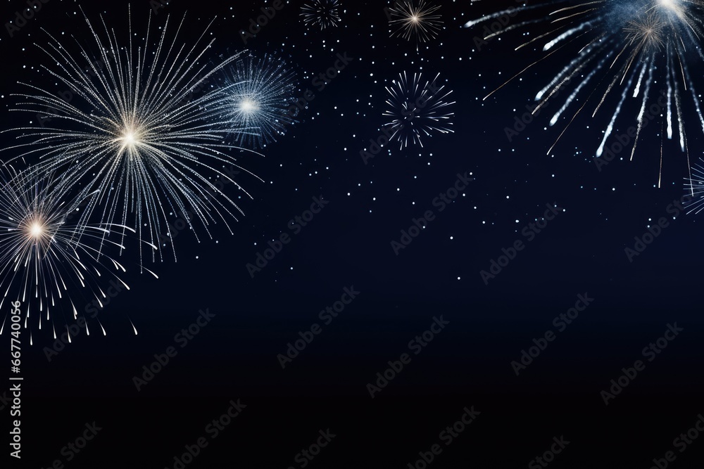 Fototapeta premium Multicolored festival celebration fireworks background at night time