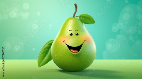 illustration of a smiling pear generative ai
