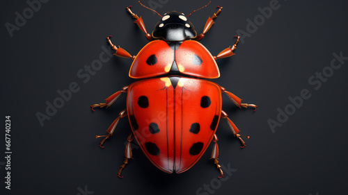 Isolated ladybug on black background