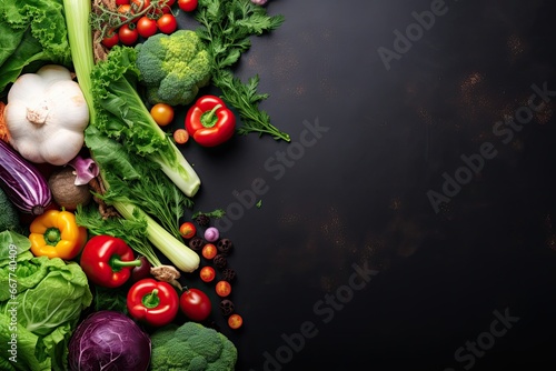 Salad Vegetables and Ingredients Banner With Copy Space