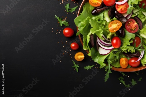 Salad Vegetables and Ingredients Banner With Copy Space