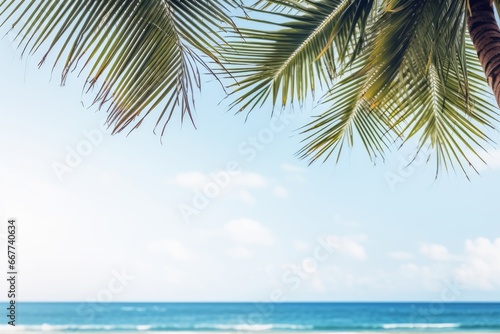 Frame the summer beach view with coconut trees. © linen