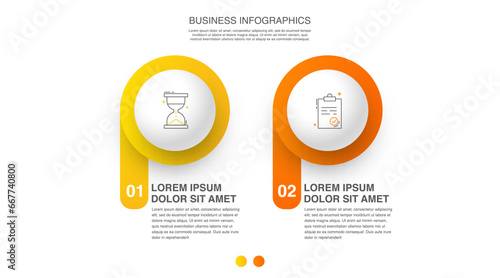 Vector template circle infographics. Modern business concept with 2 options and parts. Two steps for content, flowchart, timeline, levels