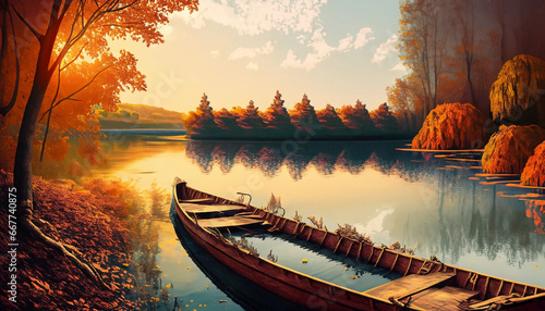 Beautiful Indian Summer landscape at the lake in the fall